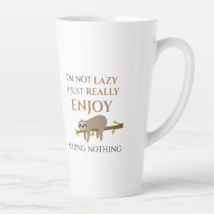 Cute Lazy Sloth Hanging on Tree Funny Text Latte Mok