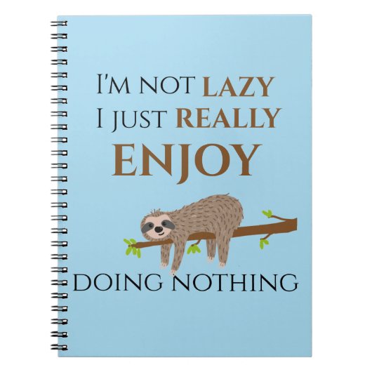 Cute Lazy Sloth Hanging on Tree Funny Text Notitieboek (Voorkant)