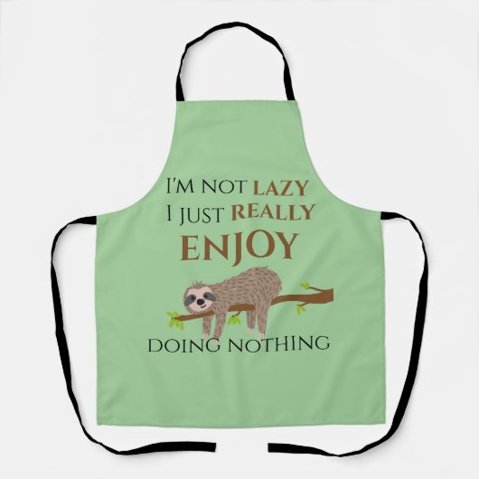 Cute Lazy Sloth Hanging on Tree Funny Text Schort (Voorkant)