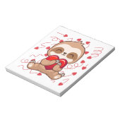 Cute Lazy Sloth Holding Heart Love Sloth Notitieblok (Gedraaid)