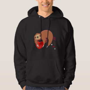 Cute Lazy Sloth Holding Heart Love Sloth Valentijn Hoodie