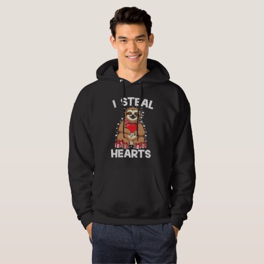 Cute lazy sloth holding heart love sloth valentine hoodie (Voorkant volledig)