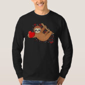 Cute Lazy Sloth Holding Heart Love Sloth Valentine T-shirt (Voorkant)