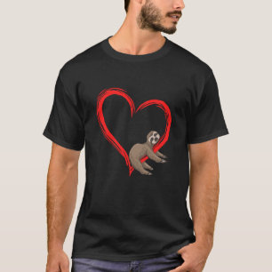 Cute Lazy Sloth Holding Heart Love Slothie Valenti T-shirt