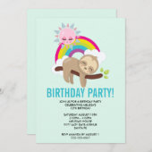 Cute Lazy Sloth met Sun & Rainbow Birthday (Voorkant / Achterkant)