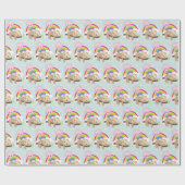 Cute Lazy Sloth met Sun & Rainbow Cadeaupapier (Vlak)