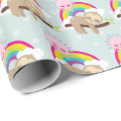 Cute Lazy Sloth met Sun & Rainbow Cadeaupapier (Rol Hoek)