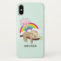 Cute Lazy Sloth met Sun & Rainbow