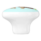 Cute Lazy Sloth met Sun & Rainbow Keramische Knop (Zijkant)