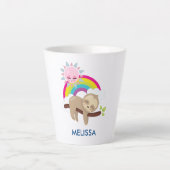 Cute Lazy Sloth met Sun & Rainbow Latte Mok (Voorkant)