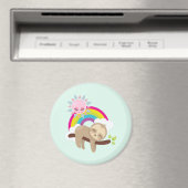 Cute Lazy Sloth met Sun & Rainbow Magneet (Insitu (Vaatwasser))