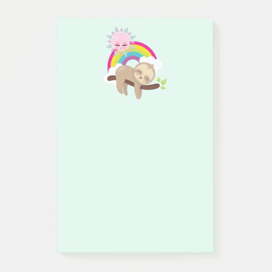 Cute Lazy Sloth met Sun & Rainbow Post-it® Notes (Voorkant)