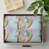 Cute Lazy Sloth met Sun & Rainbow Tissuepapier (Geschenk)