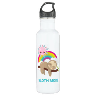 Cute Lazy Sloth met Sun & Rainbow Waterfles