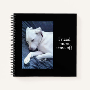 Cute Lazy White Dog Terug naar school en werk Grap Notitieboek