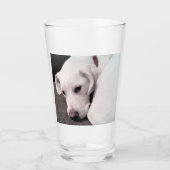 Cute Lazy White Labrador Retriever Mix Dog Glass Glas (Voorkant)