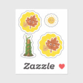 Cute Leaf, Sun and Climbing Plant Pun Sticker Set (Feuille)