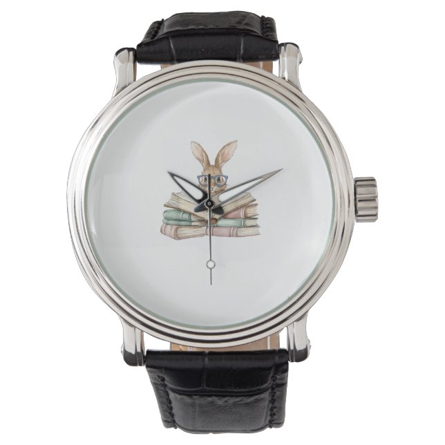 Cute leeskonijn Bril Boeken Boekenwurm Lezer T Horloge (Voorkant)