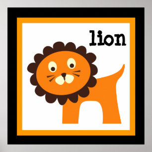 Cute Leeuw Safari Dieren Baby Nursery Kids Poster