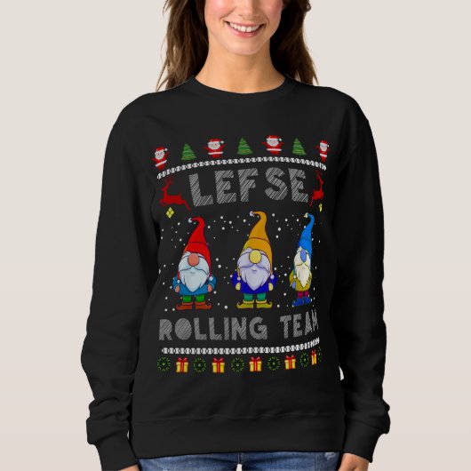 Cute Lefse Rolling Team Noorse gnomen Ugly Xmas Trui (Voorkant)