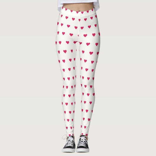 Cute Leggings de coeur blanc et rose (Devant)