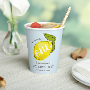 Cute Lemon 1e verjaardag Blauwe Papieren kopjes Papieren Bekers