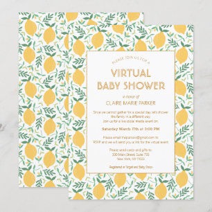 Cute Lemon Citrus Foliage Virtual Baby shower Kaart