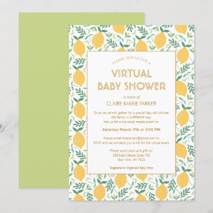Cute Lemon Citrus Foliage Virtual Baby shower Kaart