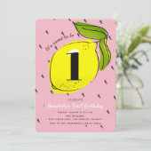 Cute Lemon Citrus rose Anniversaire Invitation (Debout devant)
