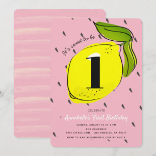 Cute Lemon Citrus rose Anniversaire Invitation