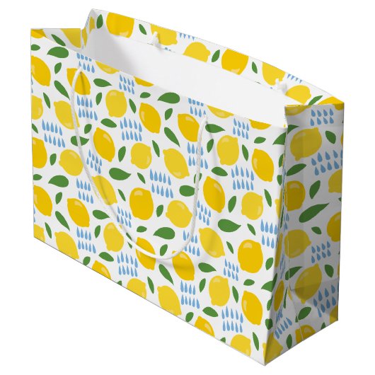 Cute lemon en groene bladeren patroon groot cadeauzakje (Achterkant Gekanteld)