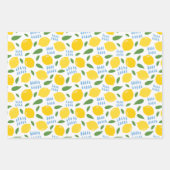 Cute lemon en groene bladeren patroon inpakpapier vel (Voorkant)
