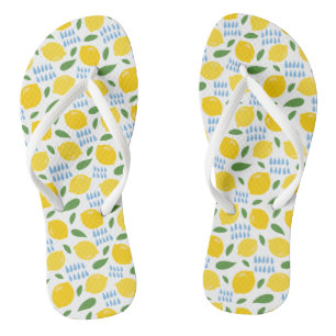 Cute lemon en groene bladeren patroon teenslippers