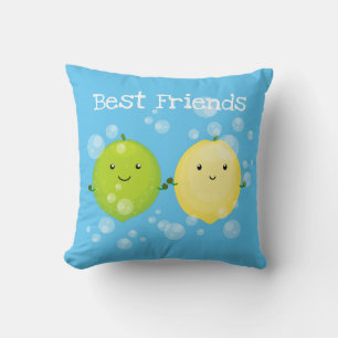 Cute lemon en limoen vrienden illustratie kussen