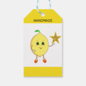 Cute lemon met business logo star cadeaulabel (Achterkant)