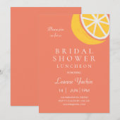 Cute Lemon op koraal Vrijgezellenfeest Luncheon Kaart (Voorkant / Achterkant)