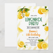Cute lemon party theme invitation (Devant / Derrière)