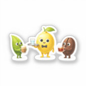 Cute Lemon Tea Friends – Custom-Cut Vinyl Sticker (Recto)