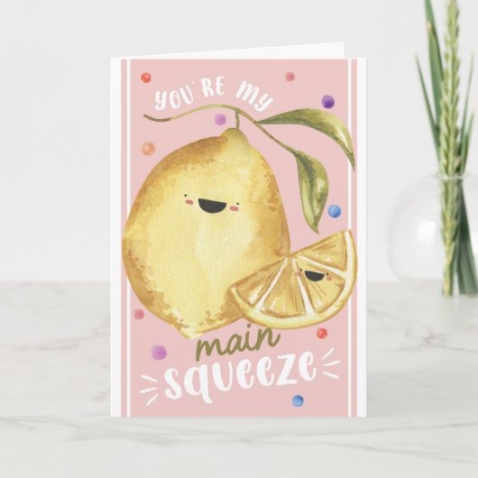 Cute Lemon Valentine’s – You’re My Main Squeeze Kaart (Voorkant)