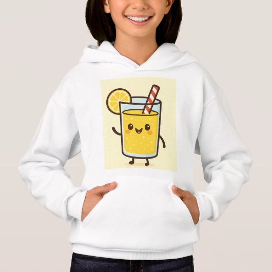 Cute Lemonade Drink Cartoon White Hoodie (Devant)