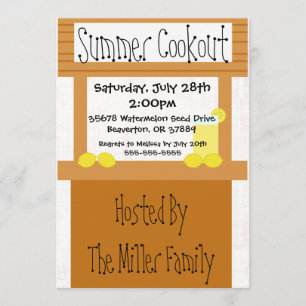 Cute Lemonade Stand Summer BBQ Uitnodiging