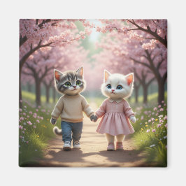 Cute Lente Kat Magneet | Tom & Luna Kersenbloesem
