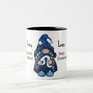 Cute Leo Gnome Zodiac Sign Tweekleurige Koffiemok