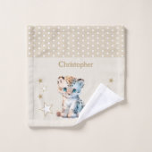 Cute léopard ajouter nom pois étoiles brun (Gant de toilette)