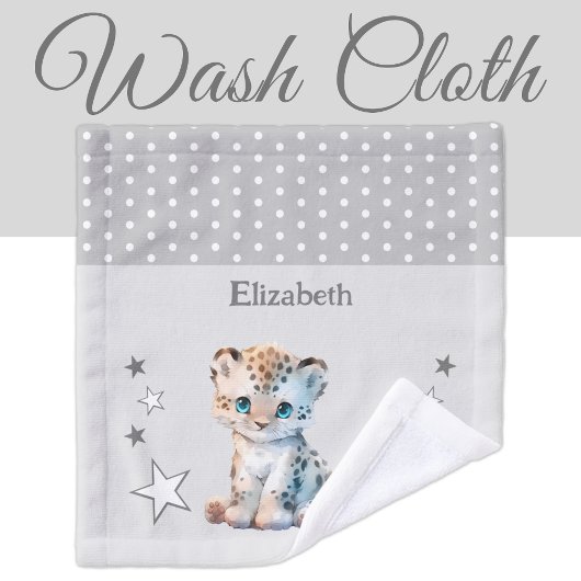 Cute léopard ajouter nom pois étoiles gris