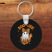 Cute Leopard Boo Jee Ghost Coffee Halloween Costum Sleutelhanger (Voorkant)