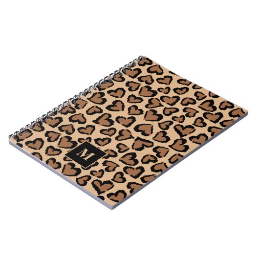 Cute Leopard Custom Monogram Notitieboek (Linkerzijde)