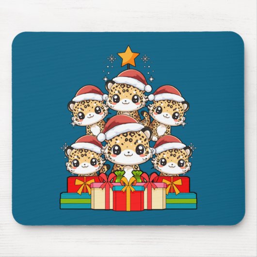 Cute Leopard Gecko Le Lizard Christmas Tree Xmas H Muismat (Voorkant)