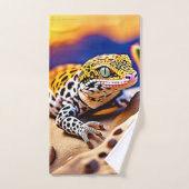 Cute Leopard Gecko Sunset Desert Design (Serviette à main)