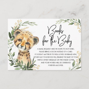 Cute Leopard Greenery Gold Safari Books voor Baby Informatiekaartje